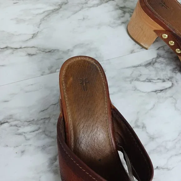 FRYE Womens Fiona Slide Cross Strap Dress Sandals Brown Leather Size 7M - Picture 11 of 14